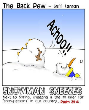 snowman cartoons, christian cartoons, snowman sneeze cartoons