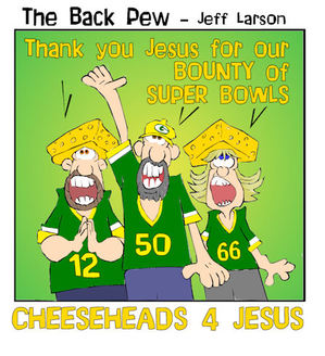 packer cartoons, viking cartoons, cheeseheads for jesus cartoons