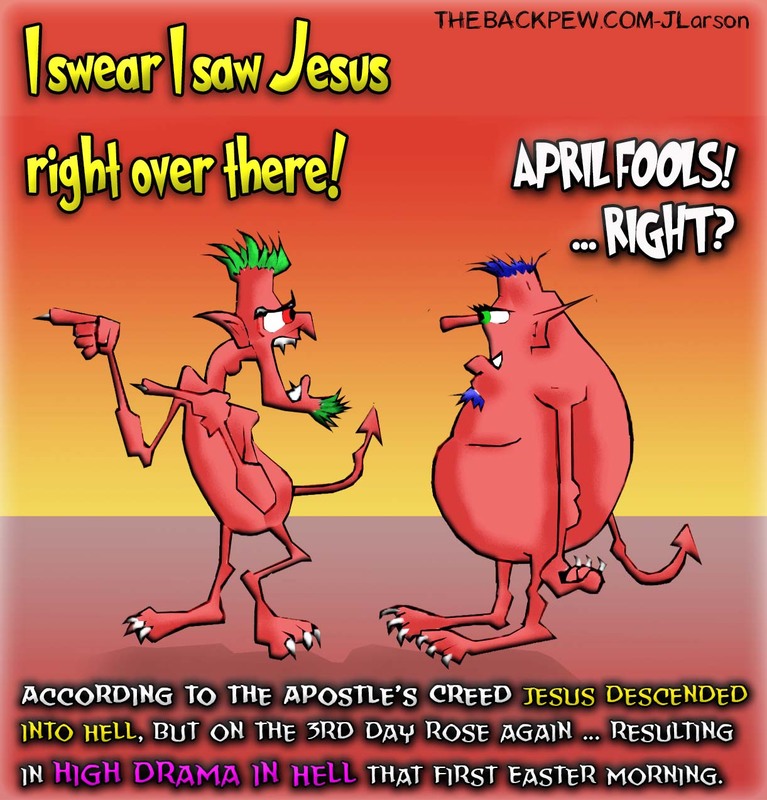 April Fools Day, cartoons, pranks in Hell
