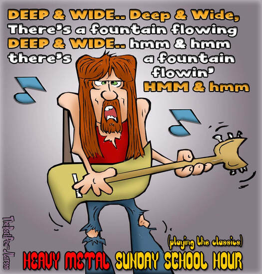 This Christian Cartoon features a Heavy Metal rendition of a Sunday School Worship song