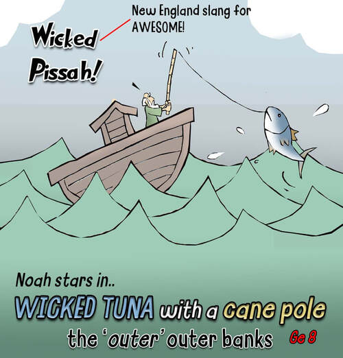This Bible Cartoon features fishing for Tuna.., wicked tuna