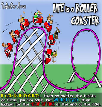 This Christian cartoon features life as a roller coaster ride