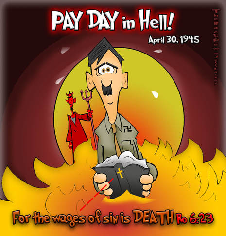 This Christian cartoon features the sobering truth that the wages  of sin is DEATH.