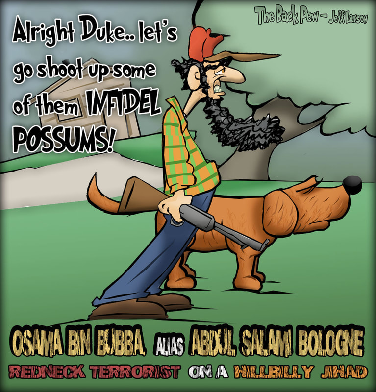 This redneck cartoon features a hillbilly terrorist