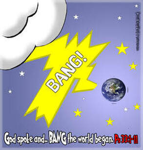 this bible cartoon features how the big bang happened when God created