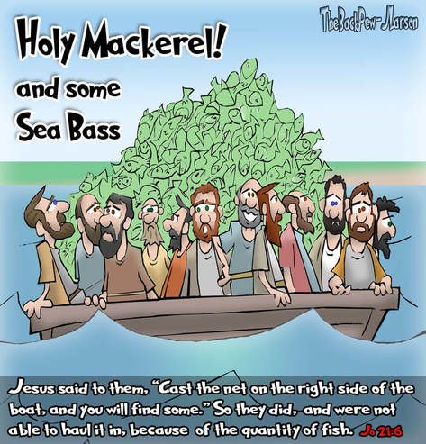 This bible cartoon features Jesus giving his disciples a pop quiz
