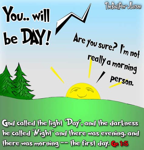 this bible cartoon features God creating day on the first day in Genesis 1:5