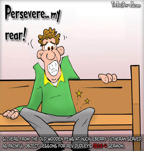 This church cartoon features the unspoken but very real (maybe) risk of slivers from wooden pews
