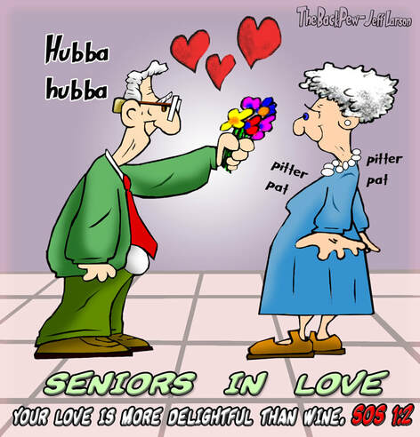 This Christian cartoon features The Song of Solomon for Seniors in love