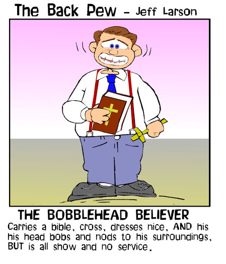 church cartoons, christian cartoons, church people cartoons, pew people cartoons, bobblehead believer cartoons
