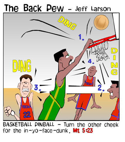 basketball, cartoons, dunk cartoons, Matthew 5:23