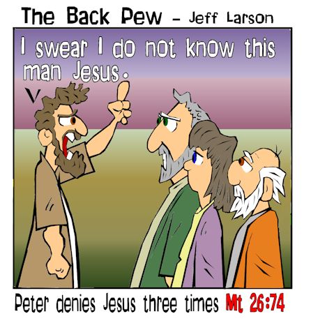 This gospel cartoon features Peter's denial of Jesus