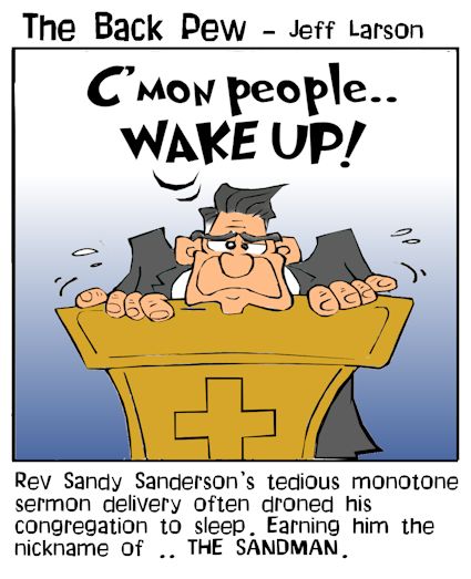 preacher cartoons, pastor cartoons, church cartoons, preaching cartoons, sleepy sermon cartoons