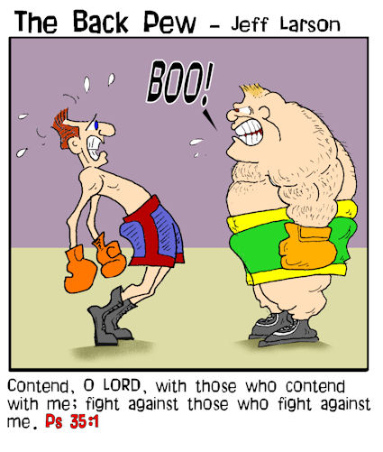 boxing cartoons, fighting cartoons, Psalms 35:1