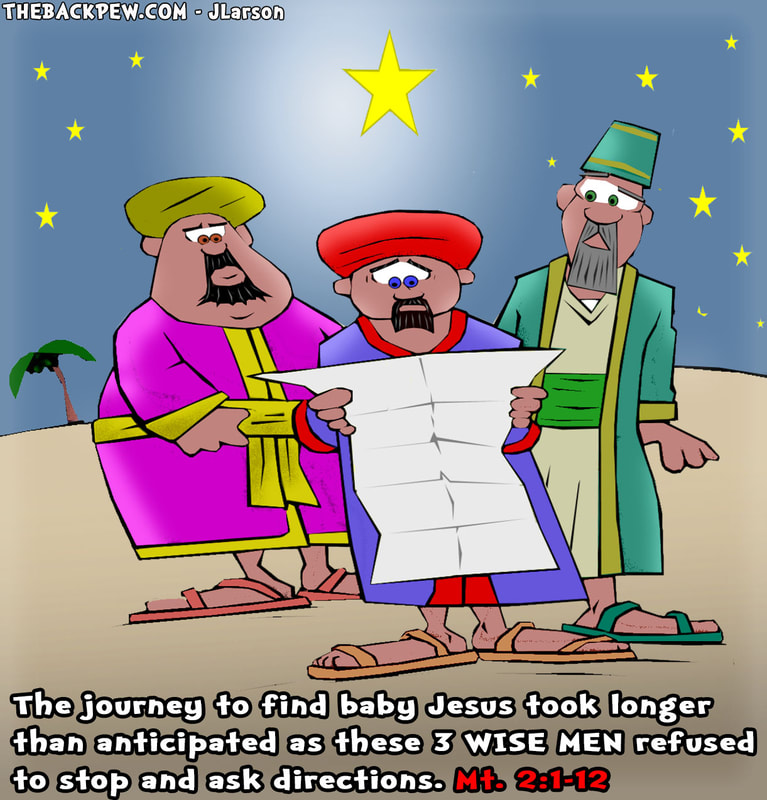 This Christmas cartoon features the 3 wisemen lost