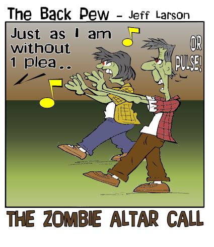 halloween cartoons, christian cartoons, zombie cartoons, zombie altar call cartoons