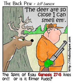 hunting cartoons, hunter cartoons, genesis 27:5