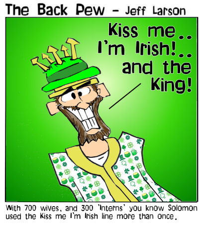 St Patrick's Day cartoons, cartoons, kiss me, King Solomon