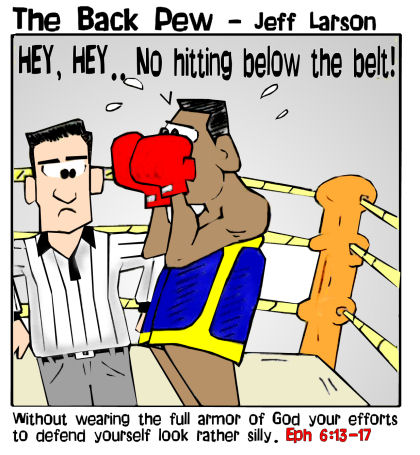boxing cartoons, fighting cartoons, Ephesians 6:13-17