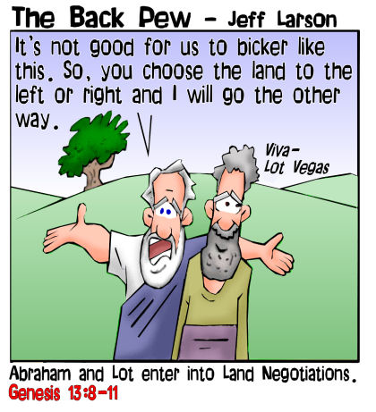 This bible cartoon features the Genesis 13 story of Abraham and Lot.