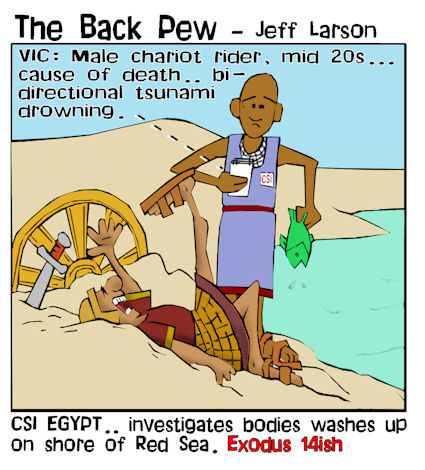 moses parts red sea cartoons, moses cartoons, crossing on dry ground cartoons, exodus 14:23, egyptian chariots sank cartoons