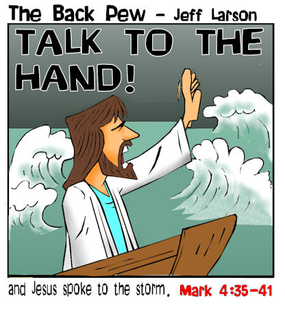 Gospels, cartoons, Jesus, Jesus calms the storm, Mark 4:35-41