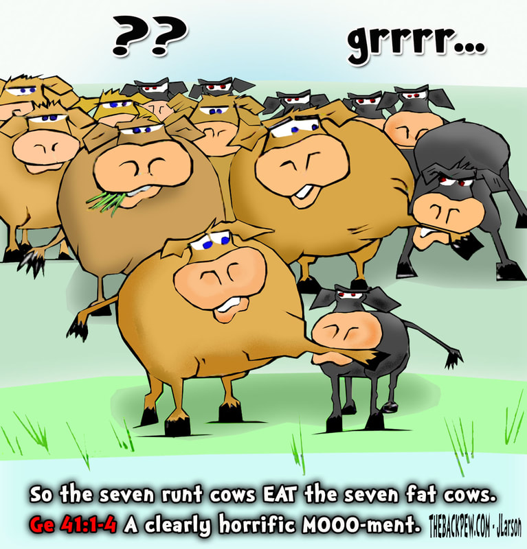 christian cartoons, cattle cartoons, cow cartoons, Genesis 41:1-4