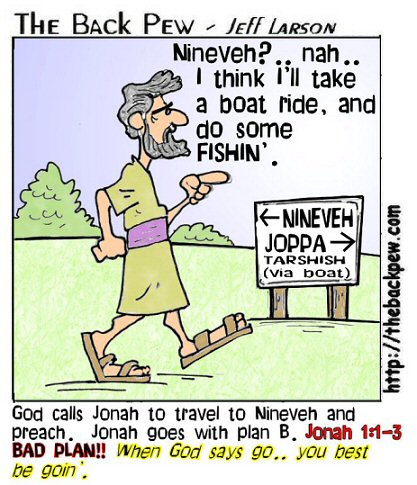 Bible, Jonah, cartoons, Jonah 1:1-3