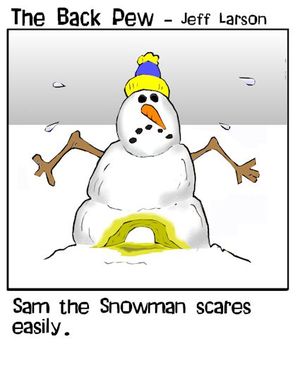 snowman cartoons, christian cartoons, snowman scared cartoons