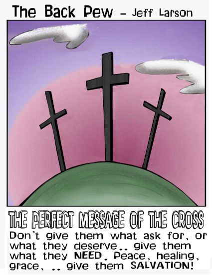 Good Friday cartoons, cartoons, the message of the cross, Jesus dies on the cross