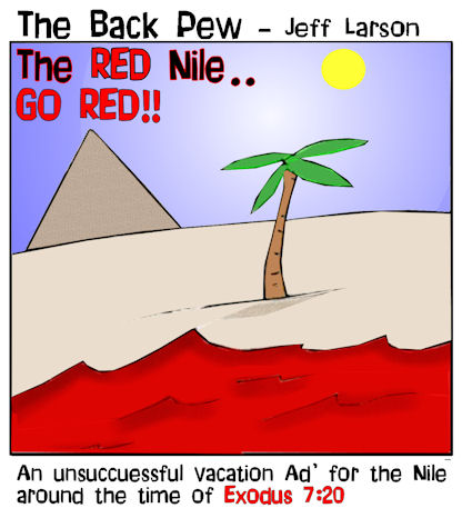 exodus cartoons, bible cartoons, nile into blood cartoons, exodus 7:20