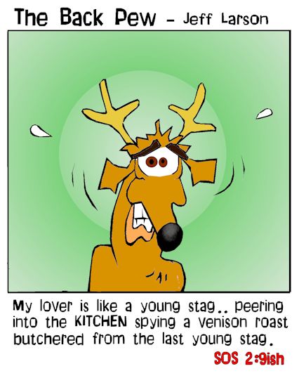 Song of Solomon, cartoons, Old Testament, young stag, Song of Solomon 2:9