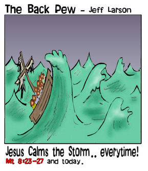 christian cartoons, Jesus calms the Storm, Matthew 8:23-27