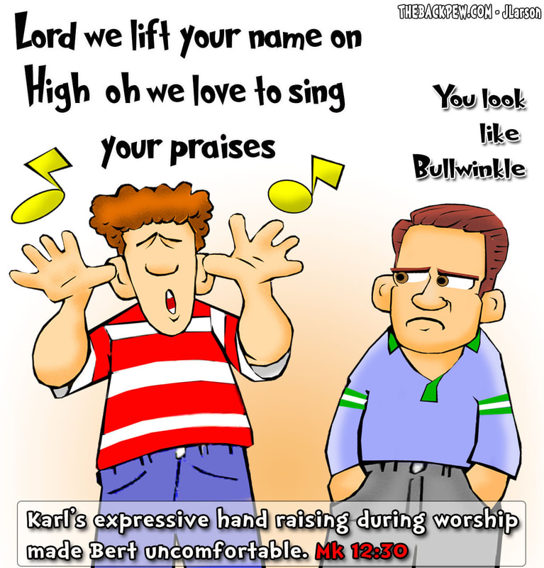 worship cartoons, cartoons, church music, lift up hands, bullwinkle