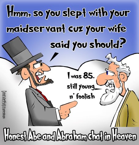 This christian cartoon features a scene in Heaven one day when Abraham Lincoln meets Abraham from our bibles
