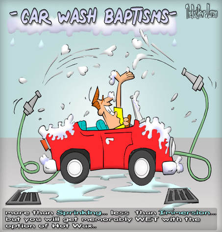 This Christian Cartoon features baptisms via the Car Wash