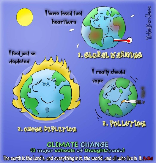 This Christian Cartoon features views on Climate ChangePicture