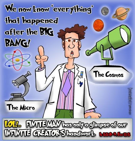 This christian cartoon features a cosmologist trying to explain infinite God