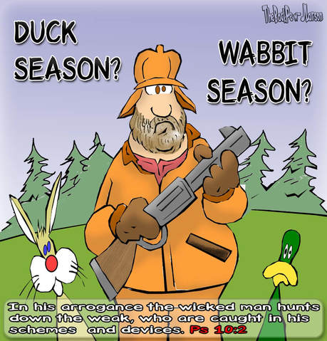 This Christian Cartoon features a Hunter in the tradition of Elmer Fudd
