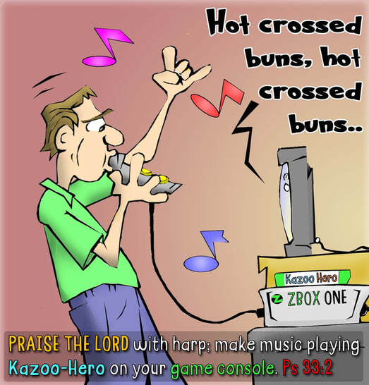 This Christian Cartoon features the alternative to guitar hero.. kazoo hero