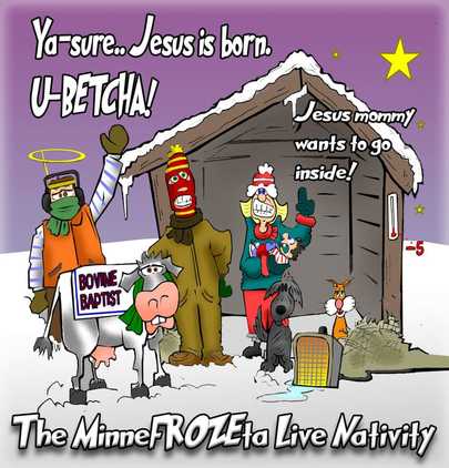 This Christmas cartoon features a Live Nativity in Minnesota