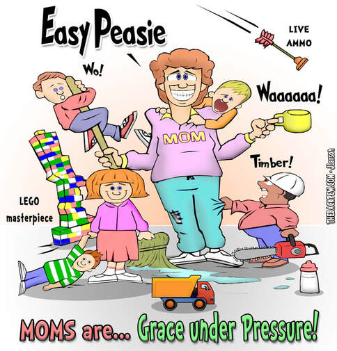 This Family cartoon illustrates that Moms are Grace under Pressure