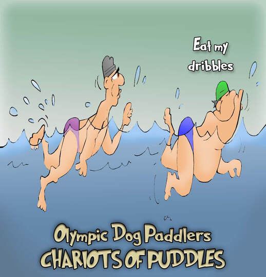 This Sports Cartoon features the concept of Olympic Dog Paddlers