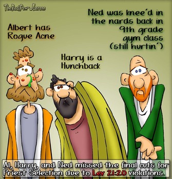 This bible cartoon features 3 guys from Moses day who were NOT selected to be priests