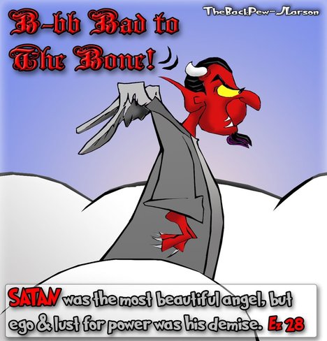 This christian cartoon features Satan the fallen angel