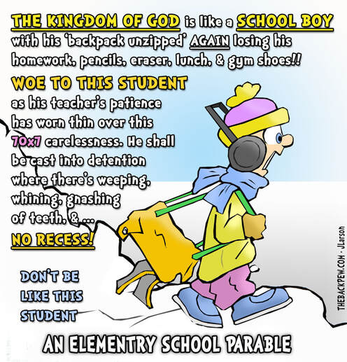 This Christian cartoon features the Elementary School ParablePicture