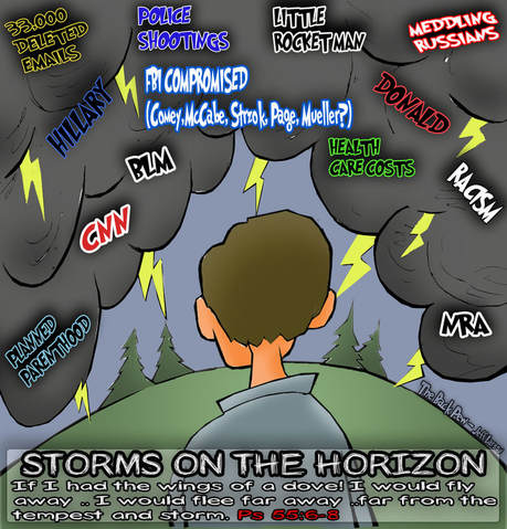 This christian cartoon features a Psalm of comfort when the horizon appears stormy.