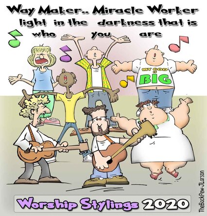 This Worship cartoon features a range of worship stylingsPicture