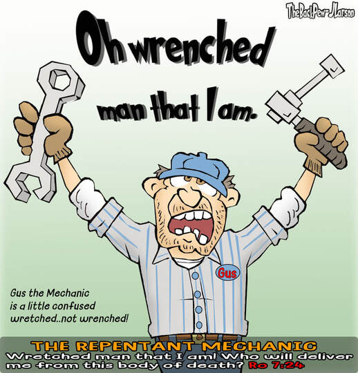 This Christian Cartoon features a repentant mechanicPicture