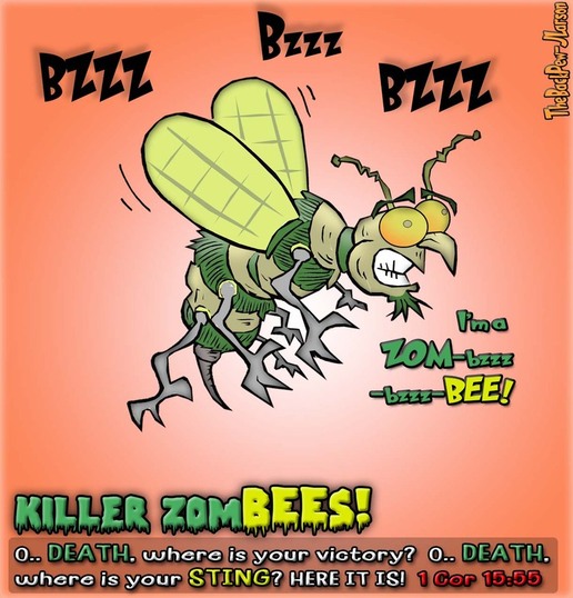 This Halloween Cartoon features Killer ZomBEES
